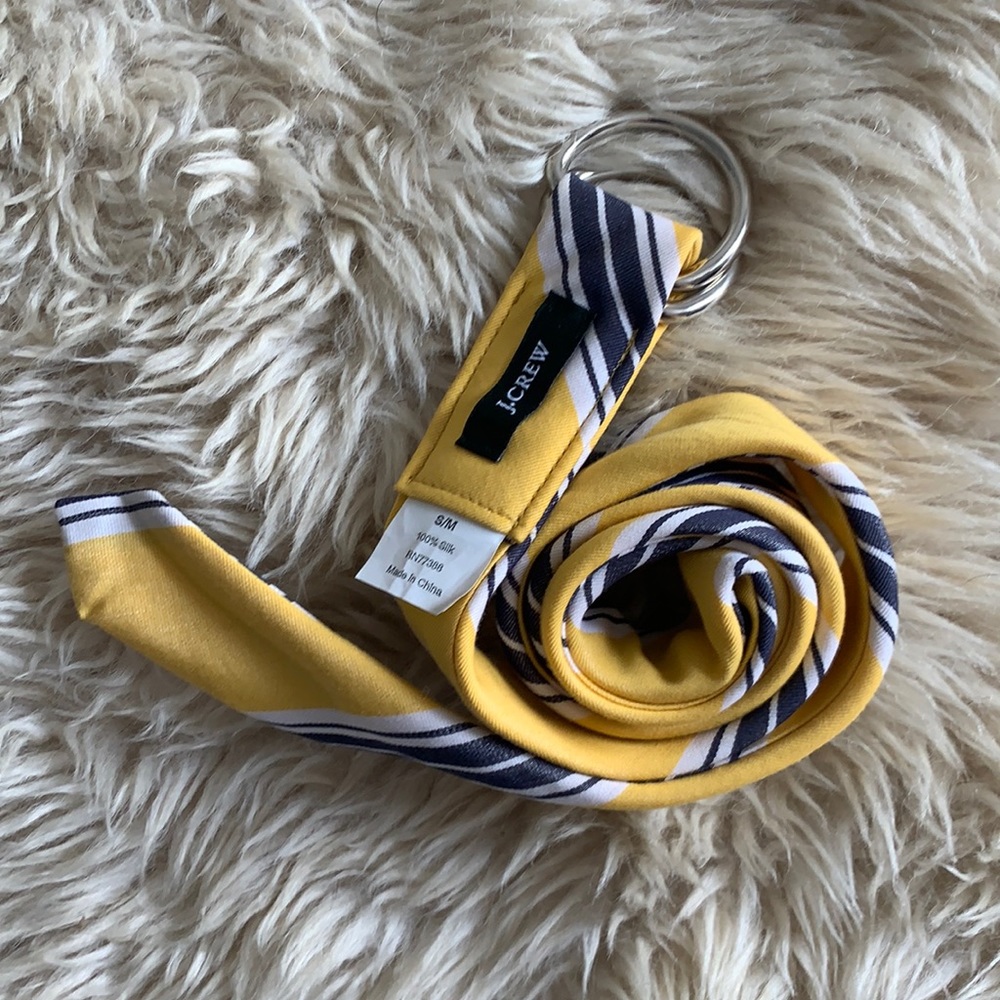 J. Crew yellow black white silk belt